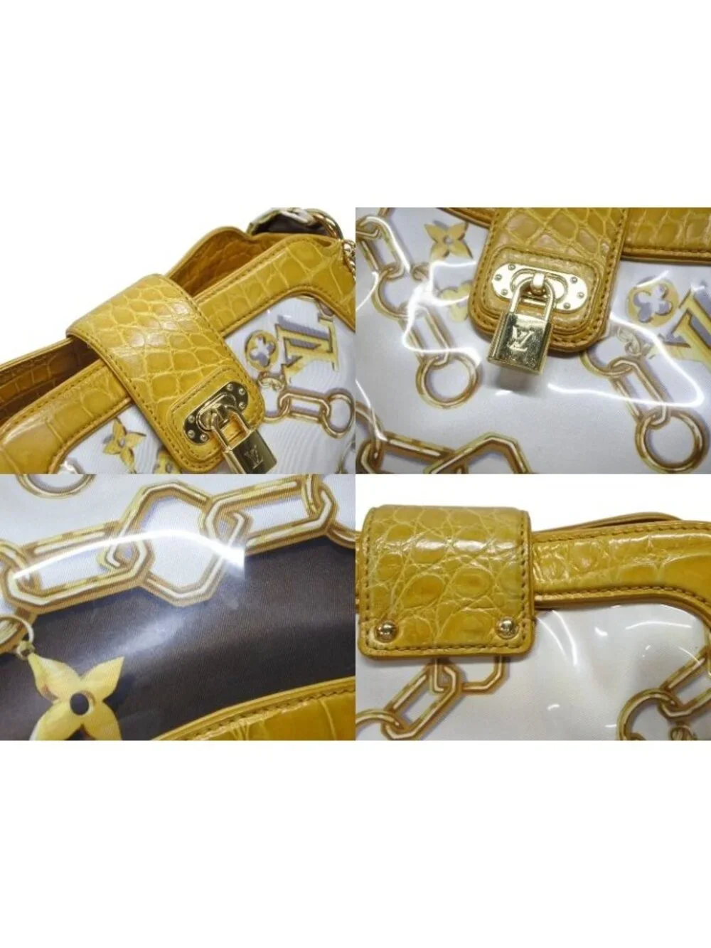 Louis Vuitton Sac Fural Shoulder Bag Tote White Yellow Gold